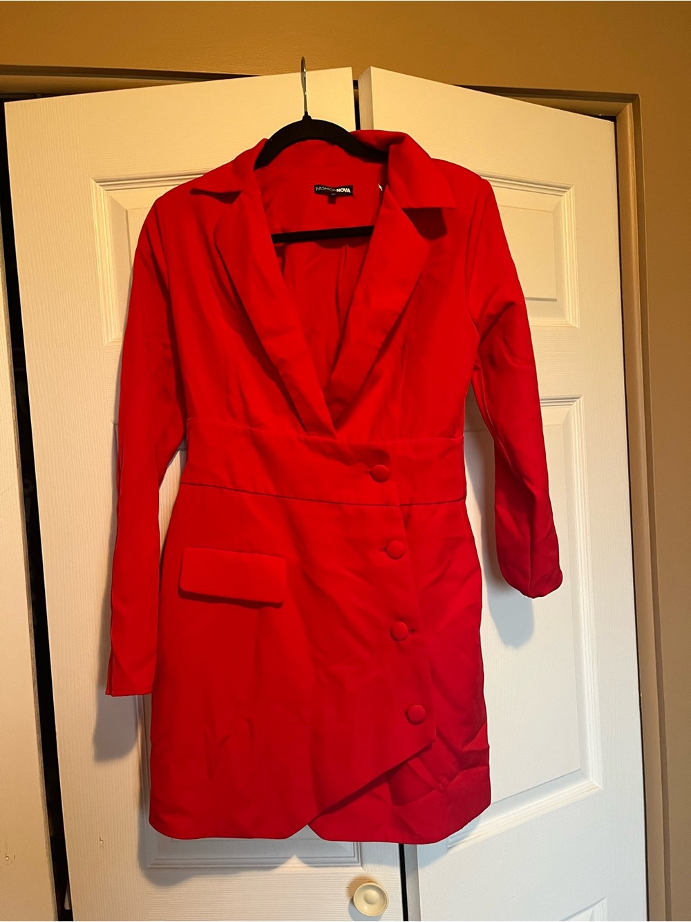 Fashion Nova Red Longline Blazer Dress